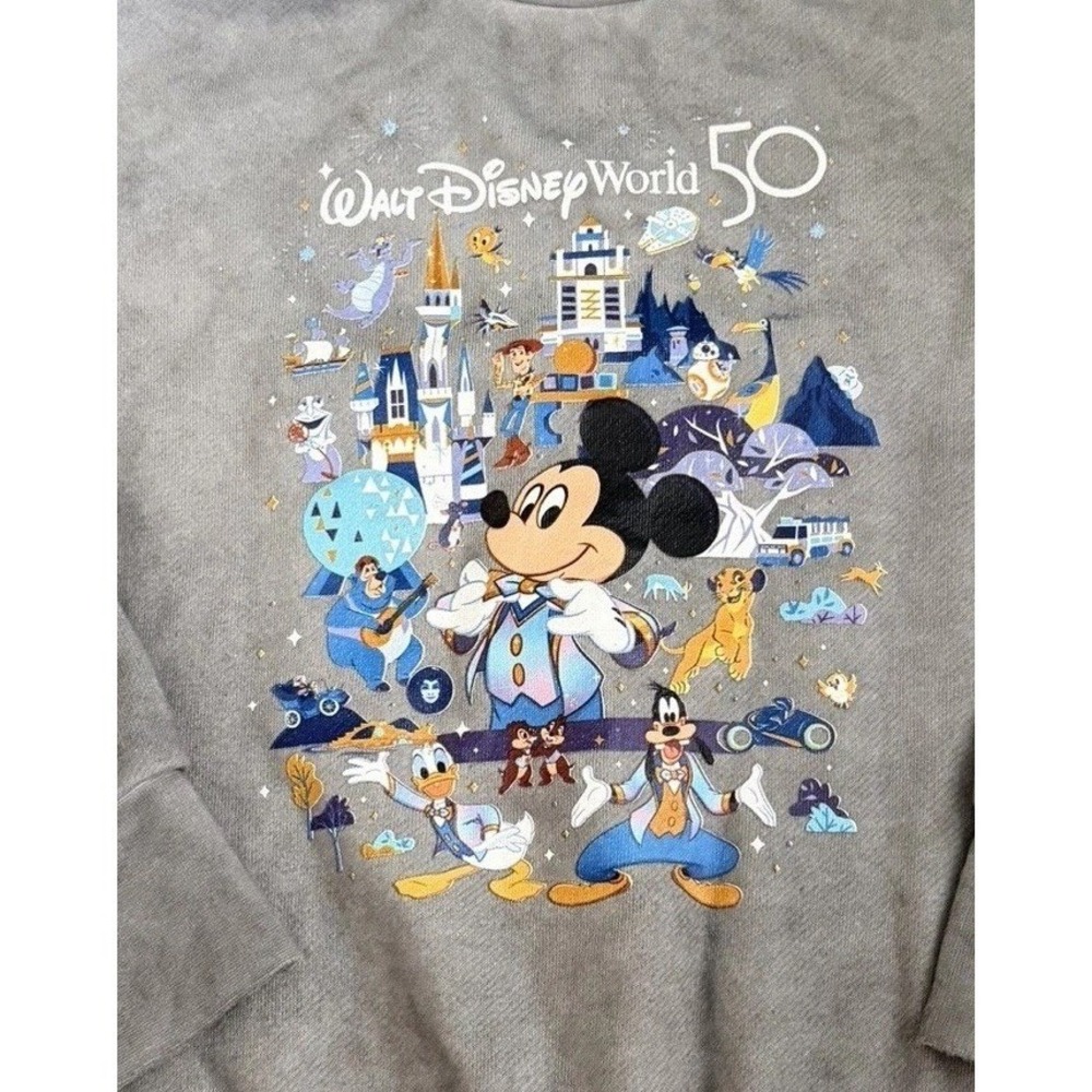 Disney Parks Kids Mickey Mouse WDW 50th Anniversary Crewneck Sweatshirt Size S - Picture 3 of 5